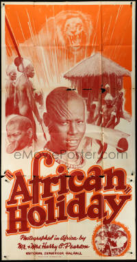 4j0280 AFRICAN HOLIDAY 3sh 1937 Mr. & Mrs. Harry Pearson, big game hunters with natives, very rare!