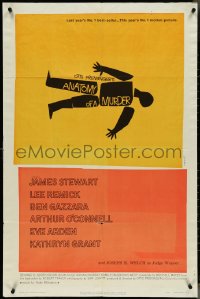 4j0838 ANATOMY OF A MURDER style B 1sh 1959 Preminger, classic Saul Bass body silhouette art!
