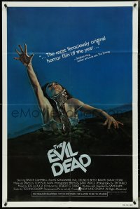 4j0932 EVIL DEAD 1sh 1982 Sam Raimi cult classic, classic Skilsky art of girl grabbed by zombie!