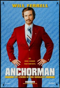 4k0703 ANCHORMAN teaser DS 1sh 2004 The Legend of Ron Burgundy, image of newscaster Will Ferrell!
