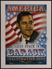 4k0526 AMERICA TAKES STOCK IN BARACK 18x24 special poster 2009 Cole art of President Barack Obama!