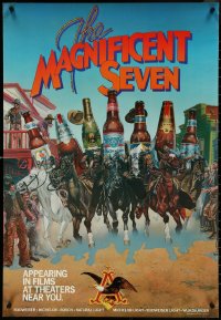 4k0346 ANHEUSER-BUSCH 24x35 advertising poster 1980s cowboy western art, The Magnificent Seven!