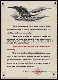 4k0121 AMERICANISM IS NOT & NEVER WAS A MATTER OF RACE OR ANCESTRY 20x28 WWII war poster 1943
