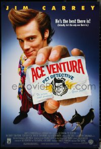 4w0721 ACE VENTURA PET DETECTIVE 1sh 1994 Jim Carrey tries to find Miami Dolphins mascot!