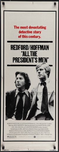 4w0142 ALL THE PRESIDENT'S MEN insert 1976 Dustin Hoffman & Robert Redford as Woodward & Bernstein!