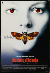 4w0976 SILENCE OF THE LAMBS style D DS 1sh 1991 creepy image of Jodie Foster with moth over mouth!