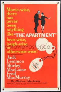 4x0048 APARTMENT linen 1sh 1960 Billy Wilder, Jack Lemmon, sexy Shirley MacLaine, key-in-lock art!