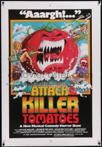 4x0053 ATTACK OF THE KILLER TOMATOES linen 1sh 1979 wacky vegetable monster art by David Weisman!