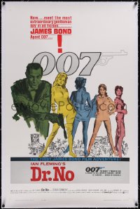 4x0229 DR. NO linen 1sh 1963 Sean Connery is the most extraordinary gentleman spy, 1st James Bond!