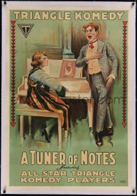 4x0817 TUNER OF NOTES linen 1sh 1917 Triangle Komedy, art of man singing badly by piano, ultra rare!