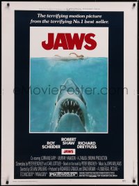 4z0051 JAWS 30x40 1975 Kastel art of Spielberg's shark and swimmer, great condition and ultra rare!