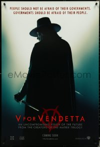 4z1128 V FOR VENDETTA teaser DS 1sh 2005 Wachowskis, Natalie Portman, silhouette of Hugo Weaving!