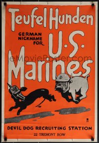 4z0352 TEUFEL HUNDEN 19x28 war poster 1917 Charles Buckles Falls art of the Devil Dogs, ultra rare!