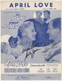 5b0020 APRIL LOVE signed sheet music 1957 by BOTH Shirley Jones AND Pat Boone, romantic montage!