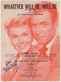 5b0021 DORIS DAY signed sheet music 1956 Whatever Will Be, Will Be from The Man Who Knew Too Much!