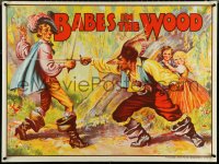 5c0043 BABES IN THE WOOD stage play British quad 1930s artwork of kids watching men duelling!