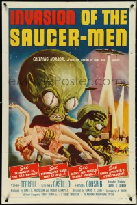 5f0872 INVASION OF THE SAUCER MEN 1sh 1957 classic Kallis art of cabbage head aliens & sexy girl!