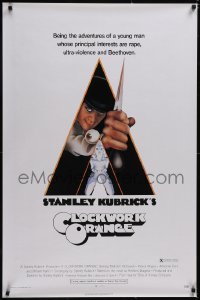 5g0714 CLOCKWORK ORANGE 1sh 1972 Stanley Kubrick classic, Castle art, X-rated, ultra rare unfolded!