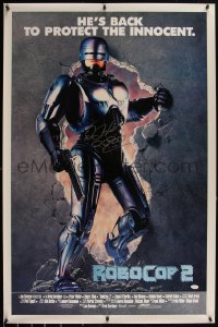 5g0966 ROBOCOP 2 signed int'l 1sh 1990 by Peter Weller as full-length cyborg policeman!