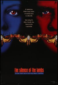 5g0986 SILENCE OF THE LAMBS style C teaser 1sh 1991 Foster & Hopkins both w/ moths over mouths!