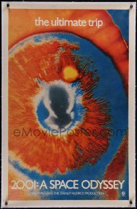 5h0437 2001: A SPACE ODYSSEY linen 1sh 1970 most rare & desirable colorful EYE poster, ultimate trip!