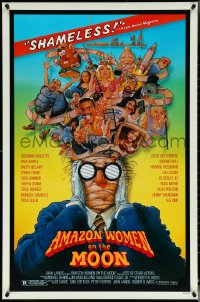 5k0321 AMAZON WOMEN ON THE MOON 1sh 1987 Joe Dante, cool wacky artwork of cast by William Stout!