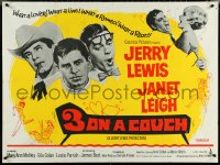 5k0047 3 ON A COUCH British quad 1966 images of screwy Jerry Lewis w/ sexy Janet Leigh, ultra rare!