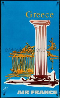 5k0237 AIR FRANCE GREECE 24x39 French travel poster 1968 great Georges Mathieu art of ruins & more!