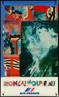 5k0243 AIR FRANCE MONDE NOUVEAU 24x39 French travel poster 1981 cool abstract collage by Roger Bezombes!