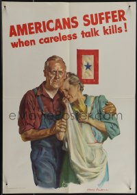5k0626 AMERICANS SUFFER WHEN CARELESS TALK KILLS 14x20 WWII war poster 1943 art of grieving couple!