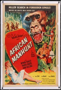 5p0426 AFRICAN MANHUNT linen 1sh 1954 in the forbidden jungle where no white man dared go!