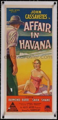 5p1100 AFFAIR IN HAVANA linen Aust daybill 1957 John Cassavetes, Richardson Studio art, very rare!