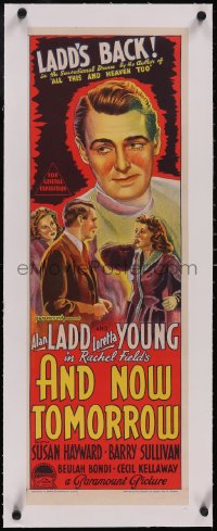 5p1103 AND NOW TOMORROW linen Aust daybill 1945 Richardson Studio art of Ladd & Loretta Young, rare!