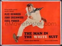 5p0837 MAN IN THE WHITE SUIT linen British quad 1951 Alec Guinness art, Ealing classic, beyond rare!