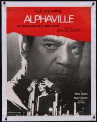 5p0815 ALPHAVILLE linen French 23x30 1965 Jean-Luc Godard, Eddie Constantine as Lemmy Caution, Karina