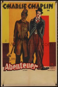 5p0284 ADVENTURER German 19x28 1929 great art of Charlie Chaplin as The Tramp & as policeman, rare!