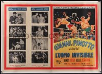 5p0377 ABBOTT & COSTELLO MEET THE INVISIBLE MAN linen Italian 1p 1951 boxing art with monster, rare!