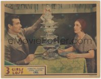 5p0181 3 GIRLS LOST LC 1931 Loretta Young watches young architect John Wayne stack dishes, rare!