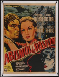 5p1146 ABISMOS DE PASION linen domestic Mexican poster 1954 Bunuel Wuthering Heights adaptation, rare!