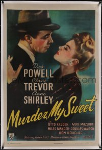 5p0572 MURDER, MY SWEET linen 1sh 1944 Dick Powell & Claire Trevor in Raymond Chandler classic, rare!
