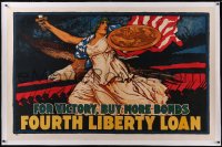 5p0364 FOR VICTORY BUY MORE BONDS linen 36x56 WWI war poster 1918 Williams Columbia art, ultra rare!
