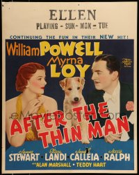 5p0042 AFTER THE THIN MAN jumbo WC 1936 c/u of William Powell, Myrna Loy & Asta the dog too, rare!