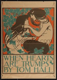 5s0410 WHEN HEARTS ARE TRUMPS 17x23 special poster 1950s great image from original 1894 print!