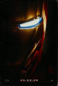5w0821 IRON MAN teaser DS 1sh 2008 Robert Downey Jr. is Iron Man, cool close-up of mask!