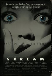 5w0980 SCREAM DS 1sh 1996 directed by Wes Craven, great super close up of scared woman!