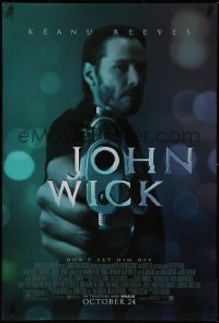 5z0448 JOHN WICK advance DS 1sh 2014 cool close up image of Keanu Reeves pointing gun!