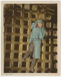 6b1150 ADVENTURES OF SHERLOCK HOLMES color-glos 8x10.25 still 1939 Basil Rathbone with gun on gate!