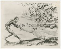 6b1176 BLONDE CAPTIVE 8x10 still 1931 Davies art of topless white woman with island natives!