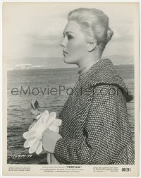 6b1441 VERTIGO 8.25x10.25 still 1958 profile portrait of blonde Kim Novak by ocean, Hitchcock!