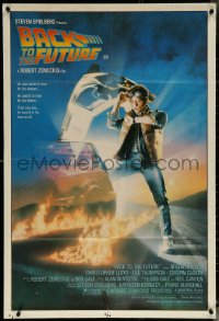 6b0267 BACK TO THE FUTURE Aust 1sh 1985 art of Michael J. Fox & Delorean by Drew Struzan!